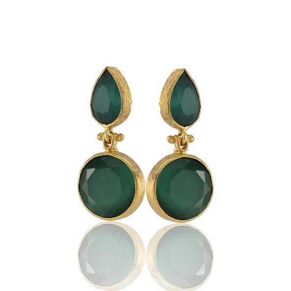 Kadir Jewellery 22 Ayar Altın Kaplama Vintage Küpe -El İşçiliği Ve Hipoalerjenik Küpe - Resim 2