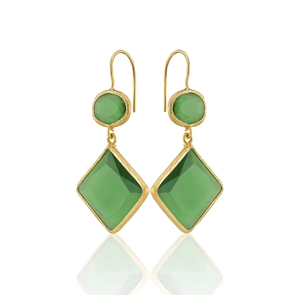 Kadir Jewellery 22 Ayar Altın Kaplama Kadın Sallantılı Küpe -El İşçiliği Ve Hipoalerjenik Küpe - Resim 3