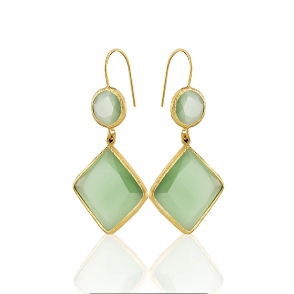 Kadir Jewellery 22 Ayar Altın Kaplama Kadın Sallantılı Küpe -El İşçiliği Ve Hipoalerjenik Küpe - Resim 4