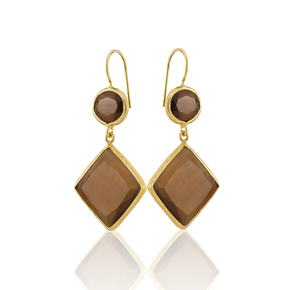 Kadir Jewellery 22 Ayar Altın Kaplama Kadın Sallantılı Küpe -El İşçiliği Ve Hipoalerjenik Küpe