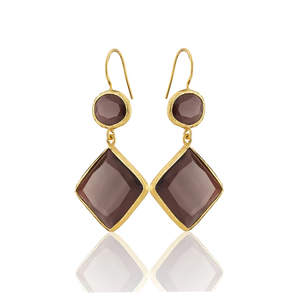 Kadir Jewellery 22 Ayar Altın Kaplama Kadın Sallantılı Küpe -El İşçiliği Ve Hipoalerjenik Küpe - Resim 8