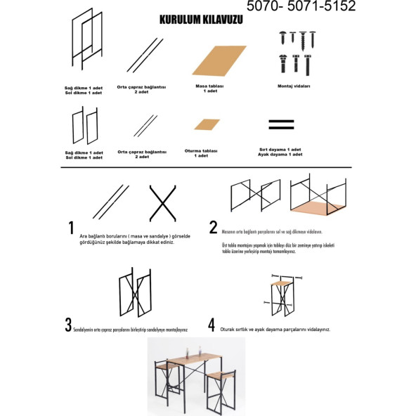 Eportatif Bar Sandalyesi Bar Taburesi Yüksek Sandalye Gzl 1037 - 3