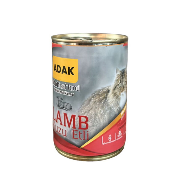 ADAK Kuzu Etli Yetişkin Kedi Maması Konservesi 415Gr x 24 Adet