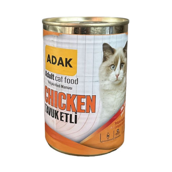 ADAK Tavuk Etli Yetişkin Kedi Maması Konservesi 415Gr x 24 Adet