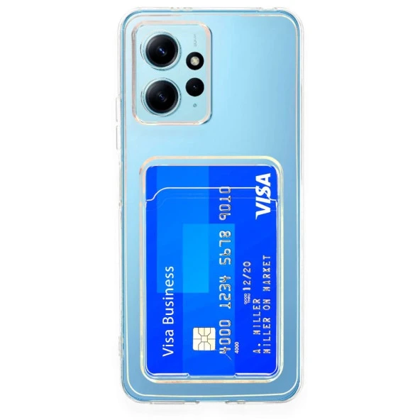 Newface Redmi Note 12 4G Uyumlu Premium Kılıf Kart Şeffaf Silikon Şeffaf