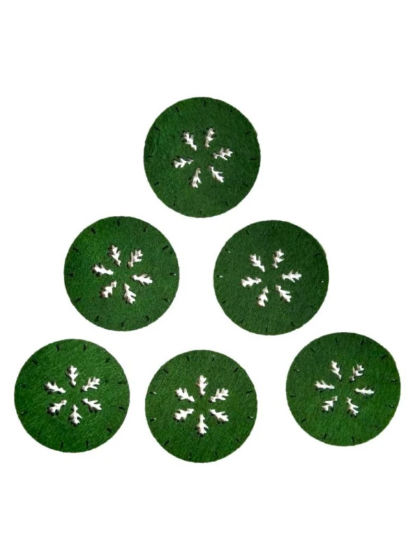 Keçe Yılbaşı Temalı Amerikan Servisi ve Bardak Altlığı 6 lı set - 4