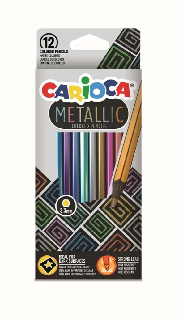 CARİOCA 43164 METALİK KURU BOYA KALEMİ 12 RENK