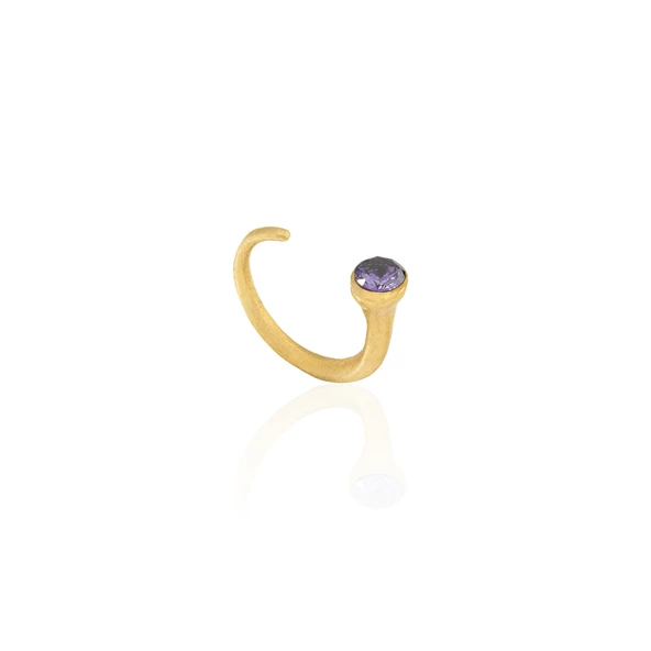 Kadir Jewellery 22 Ayar Altın Kaplama Zirkon Taşlı Ayarlanabilir Kadın Minimal Yüzük - 6