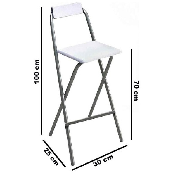 eportatif Katlanır Sandalye Bar Taburesi Katlanır Koltuk Beyaz - 3