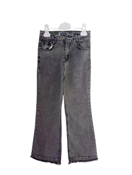 ELEYSA 6751 YÜKSEK BEL TİVSİTMELİ İSPANYOL PAÇA KIZ ÇOCUK KOT PANTOLON