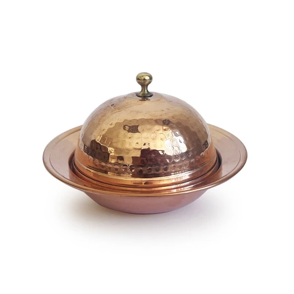 Shark Anatolia Saka Yuvarlak Kapaklı El Dövmesi Bakır Lokumluk 11 cm - 3