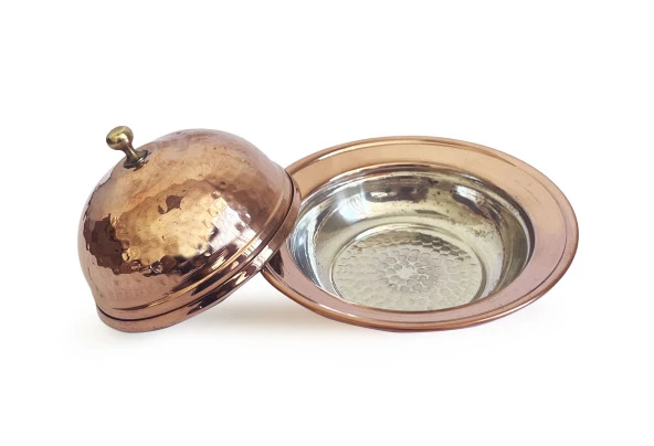 Shark Anatolia Saka Yuvarlak Kapaklı El Dövmesi Bakır Lokumluk 11 cm - 4