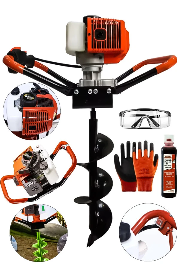 Lieber German Teknoloji 5200 Cc 4x4 Turbo Benzinli 150Mm 100Cm Fidan Ekme Toprak Burgu Makinesi - 2