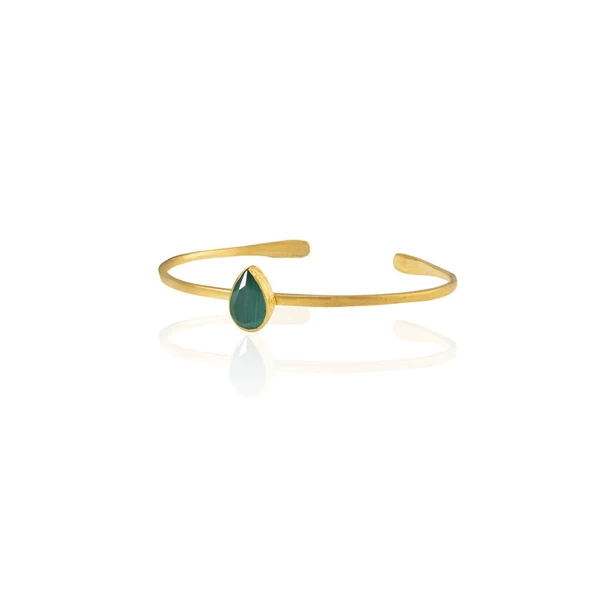 Kadir Jewellery Zirkon Taşlı Ayarlanabilir 22 Ayar Altın Kaplama Bilezik - 2