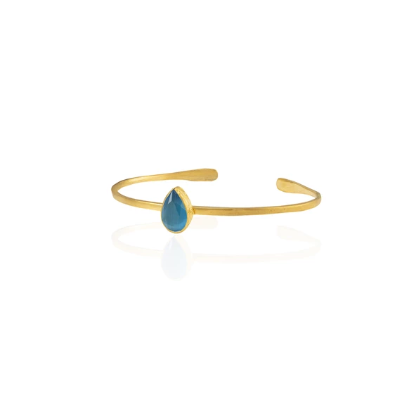 Kadir Jewellery Zirkon Taşlı Ayarlanabilir 22 Ayar Altın Kaplama Bilezik - 10