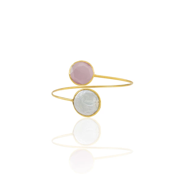 Kadir Jewellery 22 Ayar Altın Kaplama Ayarlanabilir İnci Bilezik - Resim 6