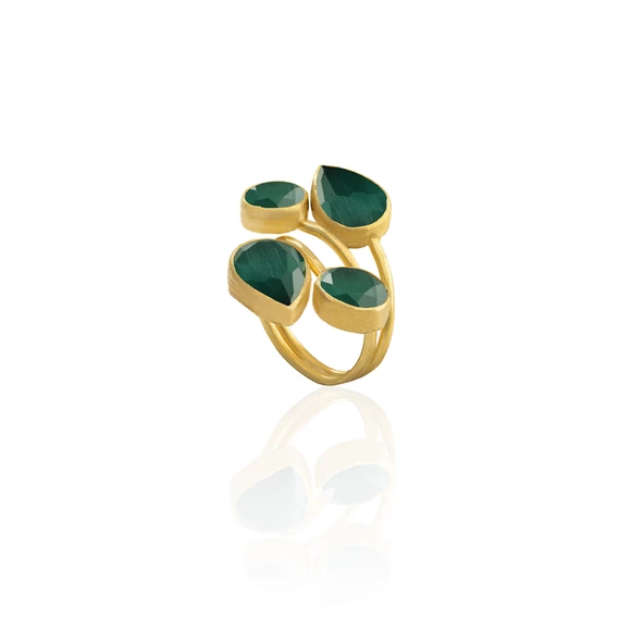 Kadir Jewellery 22 Ayar Altın Kaplama Zirkon Taşlı Kadın Vintage Yüzük - Resim 2