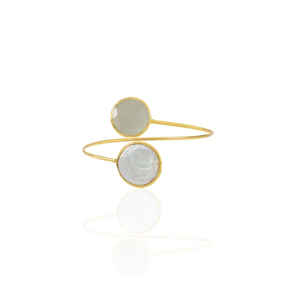 Kadir Jewellery 22 Ayar Altın Kaplama Ayarlanabilir İnci Bilezik - Resim 12