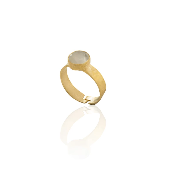 Kadir Jewellery 22 Ayar Altın Kaplama Zirkon Taşlı Kadın Minimal Yüzük - 12