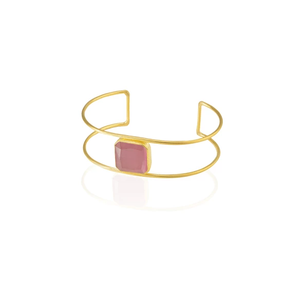 Kadir Jewellery 22 Ayar Altın Kaplama Zirkon Taşlı Ayarlanabilir Vintage Bilezik - Resim 6