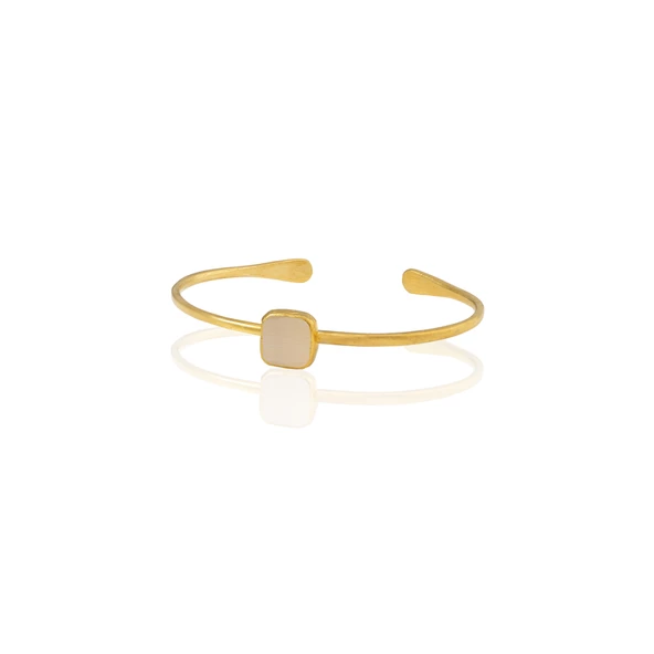 Kadir Jewellery Zirkon Taşlı Ayarlanabilir 22 Ayar Altın Kaplama Bilezik - 7