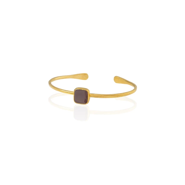 Kadir Jewellery Zirkon Taşlı Ayarlanabilir 22 Ayar Altın Kaplama Bilezik - 8
