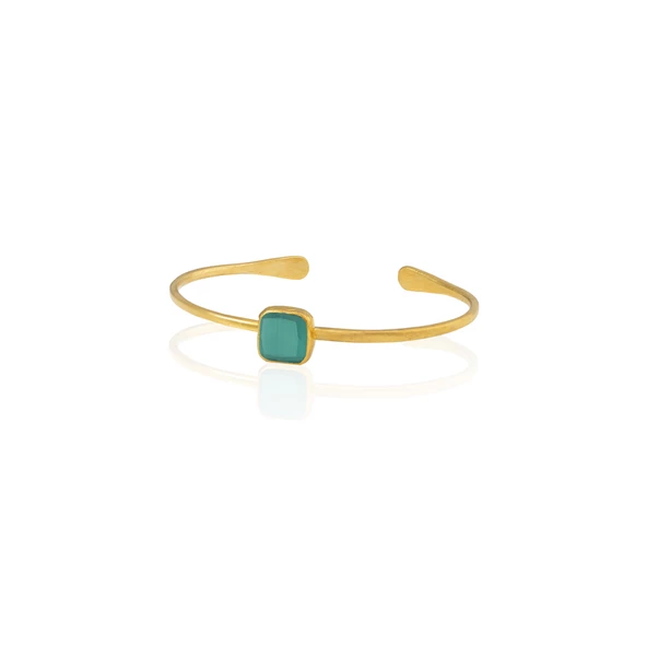 Kadir Jewellery Zirkon Taşlı Ayarlanabilir 22 Ayar Altın Kaplama Bilezik - 2