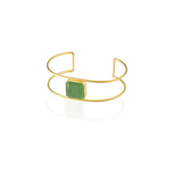 Kadir Jewellery 22 Ayar Altın Kaplama Zirkon Taşlı Ayarlanabilir Vintage Bilezik - Resim 3