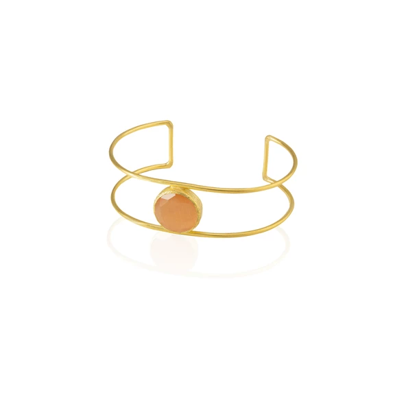 Kadir Jewellery 22 Ayar Altın Kaplama Zirkon Taşlı Ayarlanabilir Vintage Bilezik - Resim 7