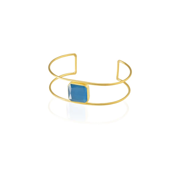 Kadir Jewellery 22 Ayar Altın Kaplama Zirkon Taşlı Ayarlanabilir Vintage Bilezik - Resim 10