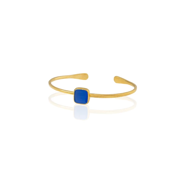 Kadir Jewellery Zirkon Taşlı Ayarlanabilir 22 Ayar Altın Kaplama Bilezik - 9
