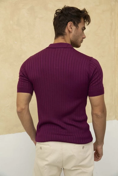 Erkek Fitilli Polo Yaka Triko T-Shirt - 12