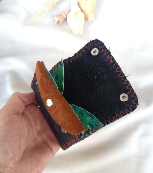 Cüzdan Hakiki Deri Bozuk Para Cüzdanı El Yapımı Çanta İçi 2 Gözlü - 2