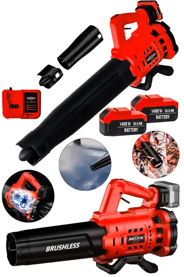 RED-Q Devir Ayarlı BL Motor 21Volt 3.0Ah 2x Akülü Toz Ot Çalı Yaprak Üfleme Süpürme Makinesi ürün görseli