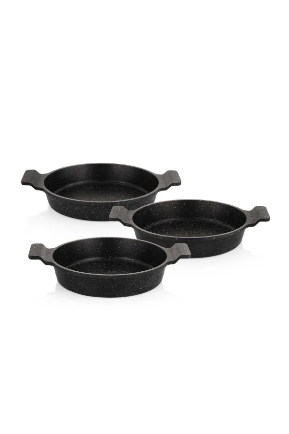 Schafer Trio 3 Lü Döküm Sahan Seti-3 Parça-Siyah - 2