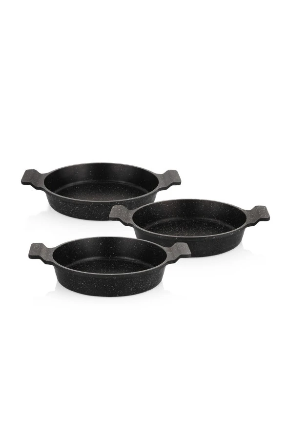 Schafer Trio 3 Lü Döküm Sahan Seti-3 Parça-Siyah - 5