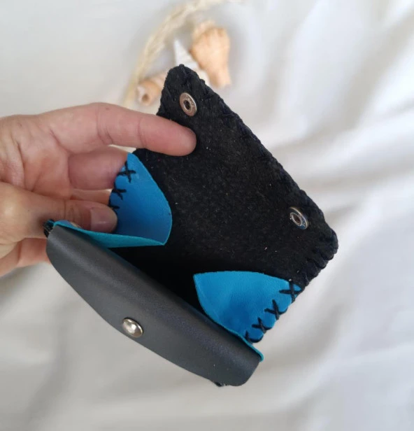 Cüzdan Hakiki Deri Bozuk Para Cüzdanı El Yapımı Çanta İçi 2 Gözlü - Resim 2