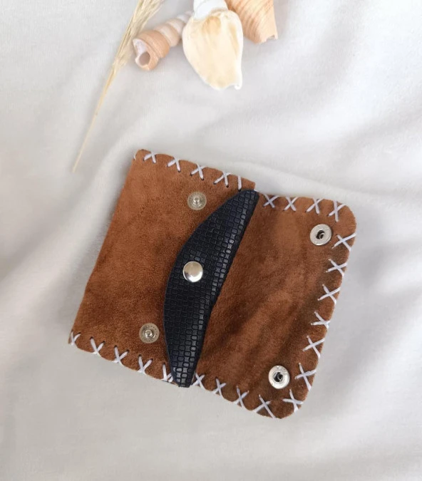 Cüzdan Hakiki Deri Bozuk Para Cüzdanı El Yapımı Çanta İçi 2 Gözlü - Resim 4