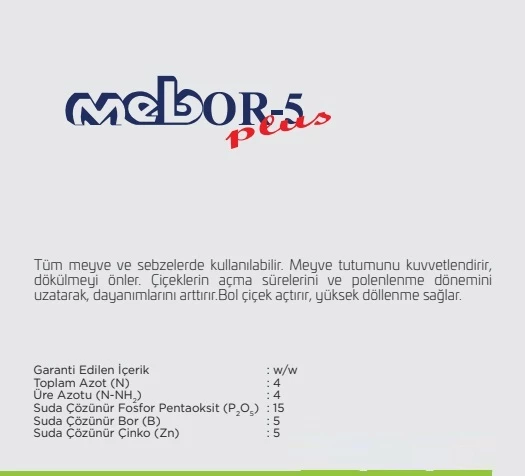 Mebor 5 Plus 5 Litre - 4-15-0 + 5 Bor (B) + 5 Çinko (Zn) - 3