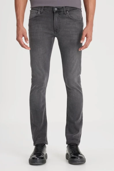 Lee L211034003 Antrasit Erkek Luke Slim Fit Dar Kesim Normal Bel Daralan Paça Esnek Kot Pantolon - 5