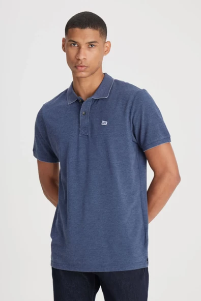 Lee L231369TF İndigo Erkek Regular Fit Normal Kesim Polo Yaka Rahat %100 Pamuk Tşört