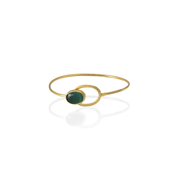 Kadir Jewellery 22 Ayar Altın Kaplama El İşçiliği Zirkon Taşlı Kadın Kelepçe Bilezik - 2