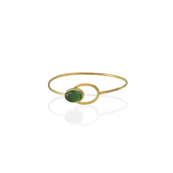 Kadir Jewellery 22 Ayar Altın Kaplama El İşçiliği Zirkon Taşlı Kadın Kelepçe Bilezik - 3