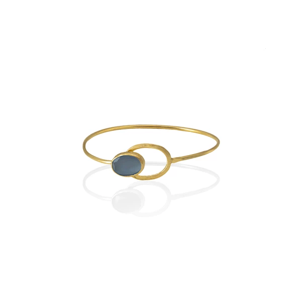Kadir Jewellery 22 Ayar Altın Kaplama El İşçiliği Zirkon Taşlı Kadın Kelepçe Bilezik - 12