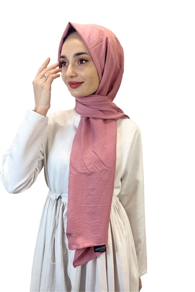 Pamuk Caz Şal, Eflatun Scarf Tek Renk Jazz Şal 1001  PUDRA - 1