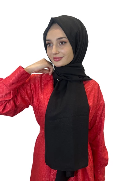 Pamuk Caz Şal, Eflatun Scarf Tek Renk Jazz Şal 1001  SİYAH ürün görseli