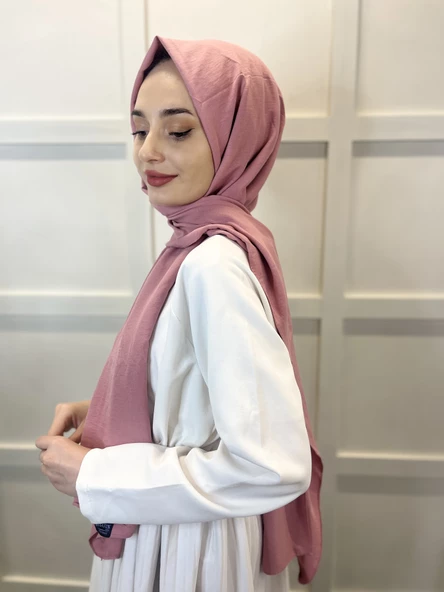 Pamuk Caz Şal, Eflatun Scarf Tek Renk Jazz Şal 1001  PUDRA - 2