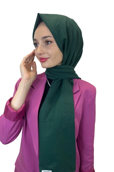 Pamuk Caz Şal, Eflatun Scarf Tek Renk Jazz Şal 1001  ZÜMRÜT
