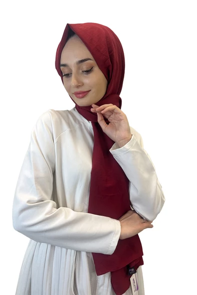 Pamuk Caz Şal, Eflatun Scarf Tek Renk Jazz Şal 1001  BORDO ürün görseli