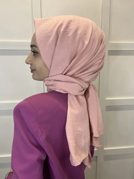 Pamuk Caz Şal, Eflatun Scarf Tek Renk Jazz Şal 1001  TOZ PEMBE - 2
